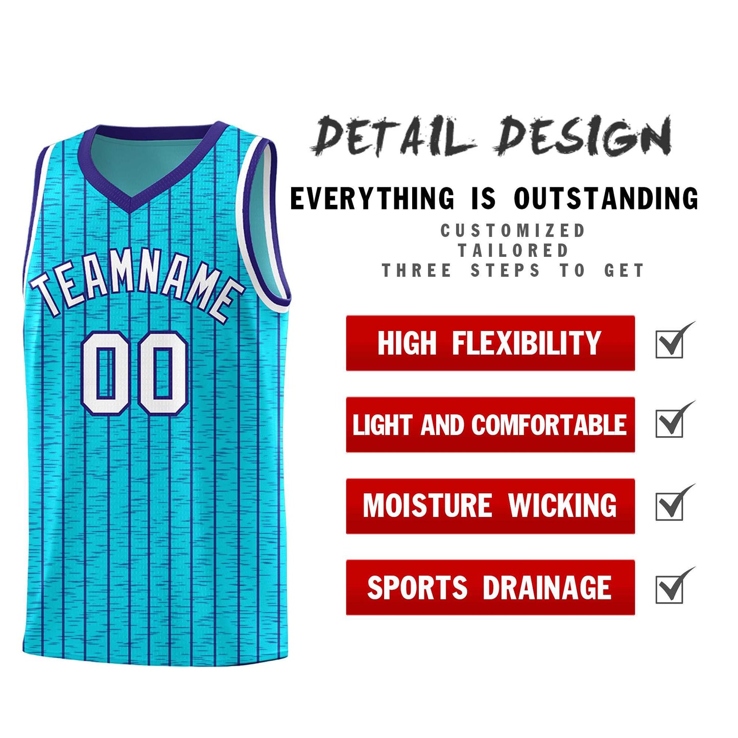 Custom Sky Blue Custom Gray Pinstripe Retro Sets Uniform Basketball Jersey Limited