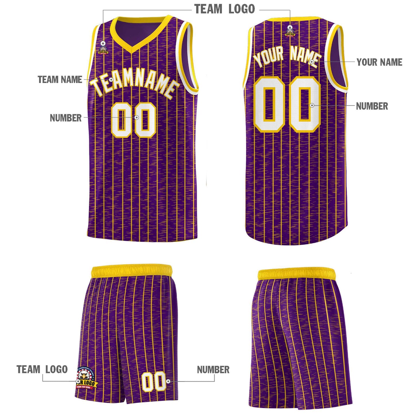 Custom Purple Custom Gray Pinstripe Retro Sets Uniform Basketball Jersey Limited