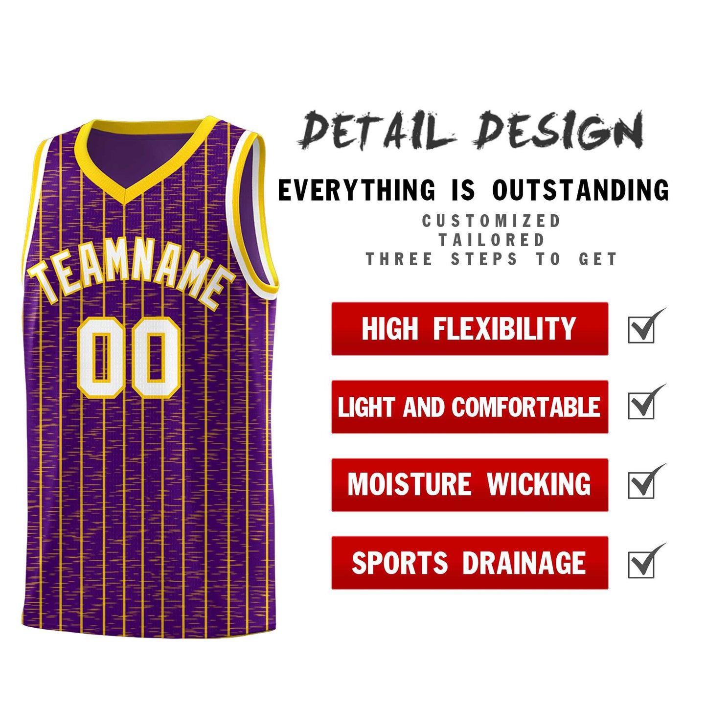 Custom Purple Custom Gray Pinstripe Retro Sets Uniform Basketball Jersey Limited