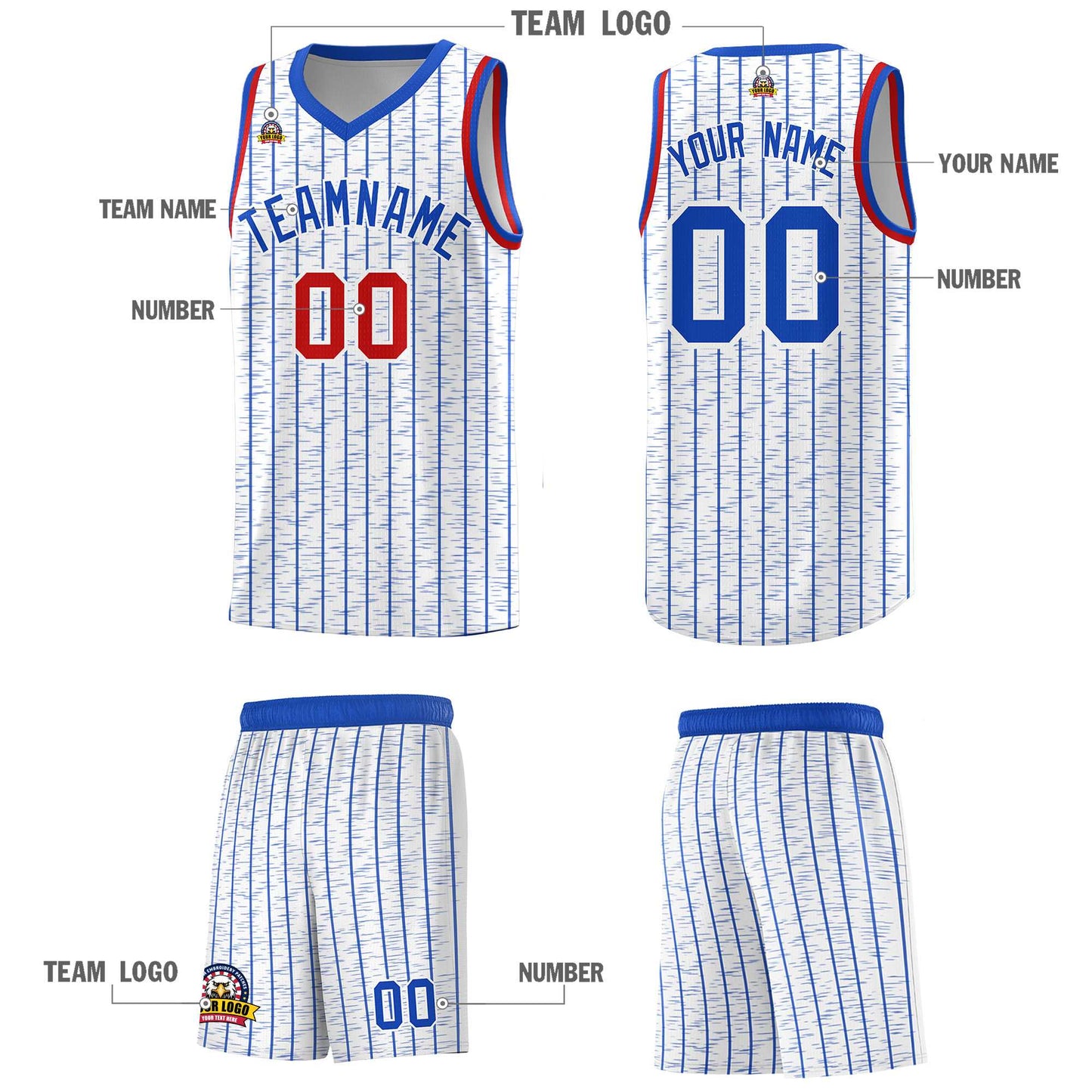 Custom White Custom Gray Pinstripe Retro Sets Uniform Basketball Jersey Limited