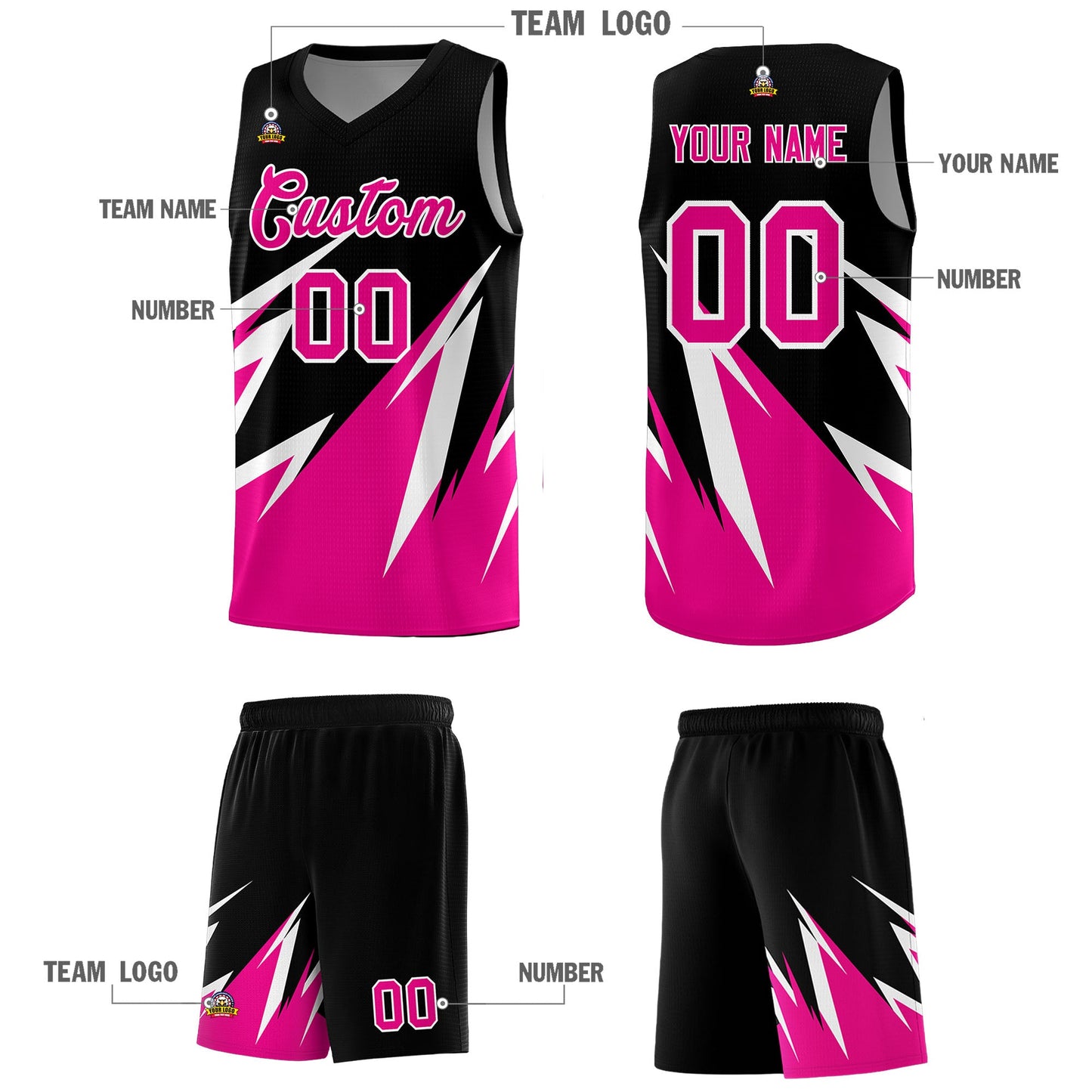 Custom Black Abstract Mountain Pattern Sports Uniform Basketball Jersey Limited