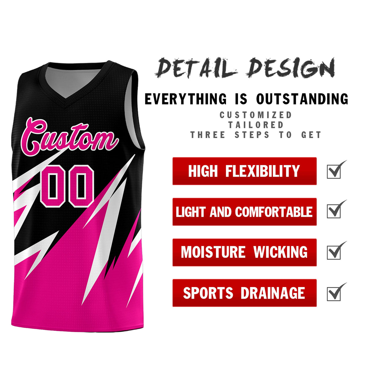 Custom Black Abstract Mountain Pattern Sports Uniform Basketball Jersey Limited