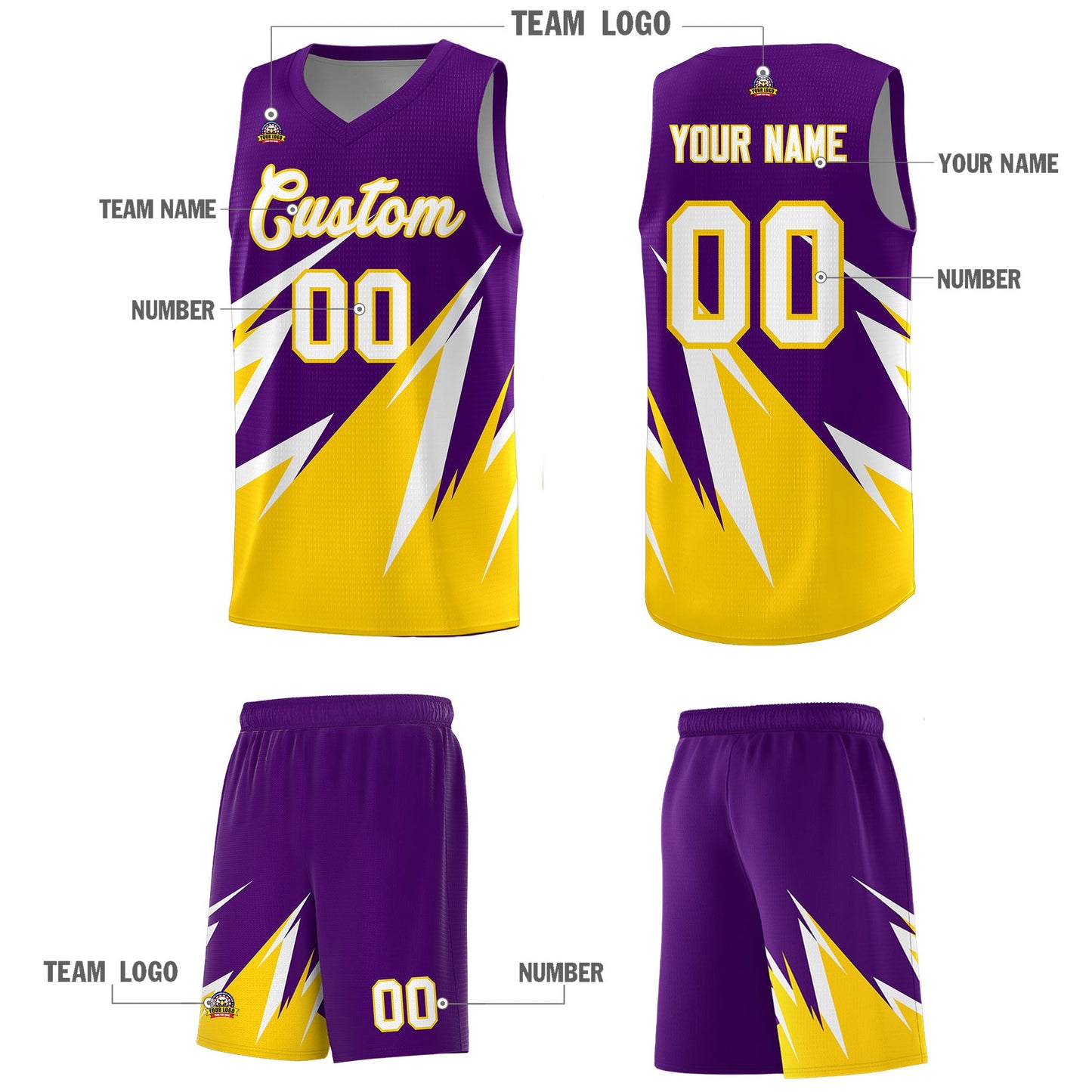 Custom Purple Abstract Mountain Pattern Sports Uniform Basketball Jersey Limited