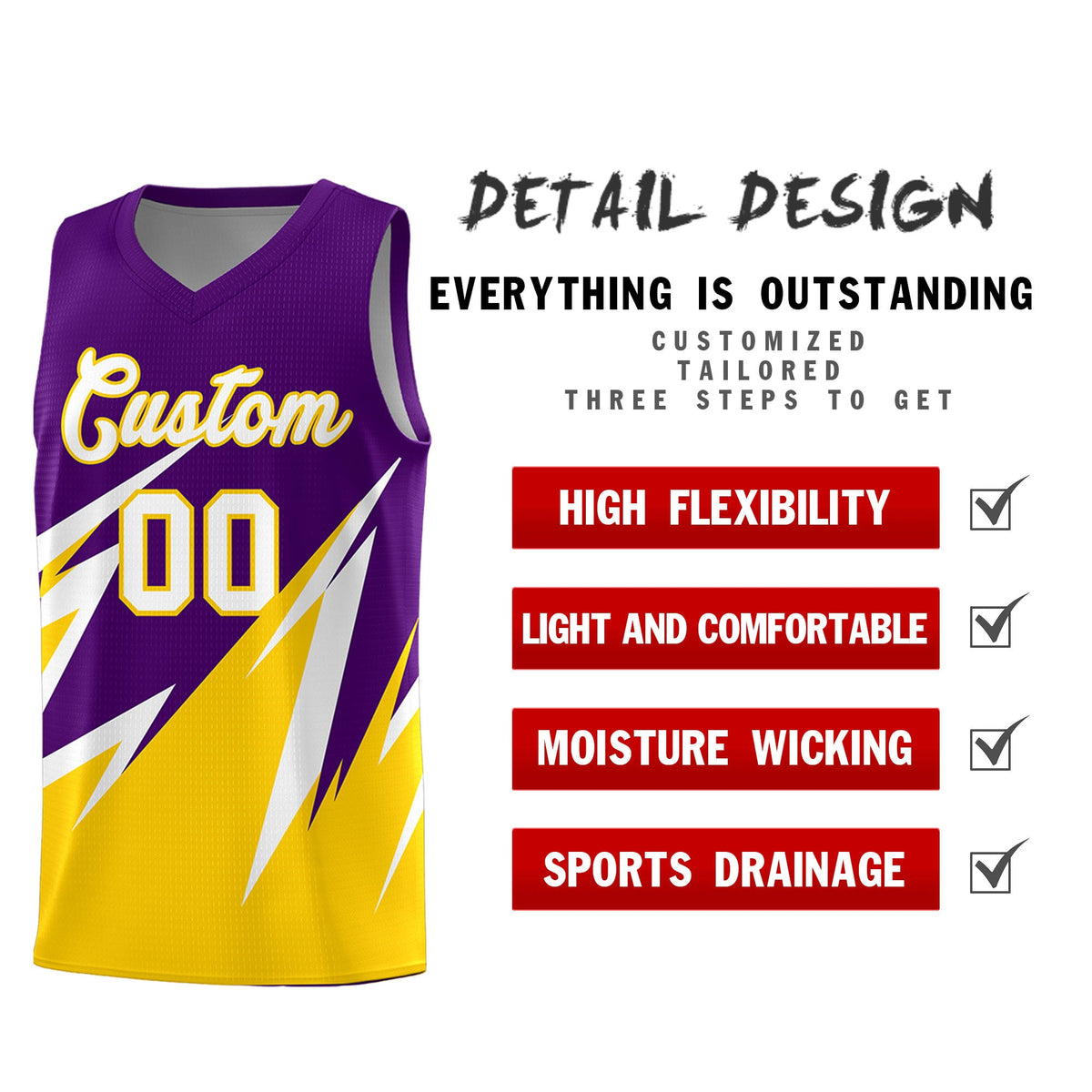 Custom Purple Abstract Mountain Pattern Sports Uniform Basketball Jersey Limited