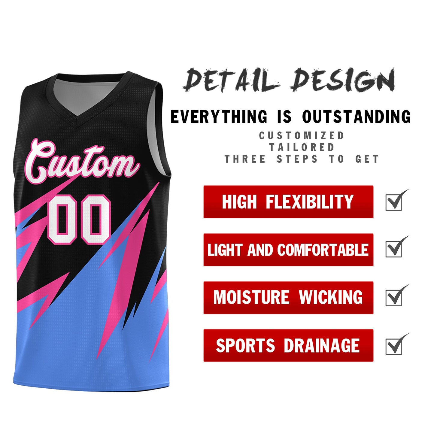 Custom Black Abstract Mountain Pattern Sports Uniform Basketball Jersey Limited