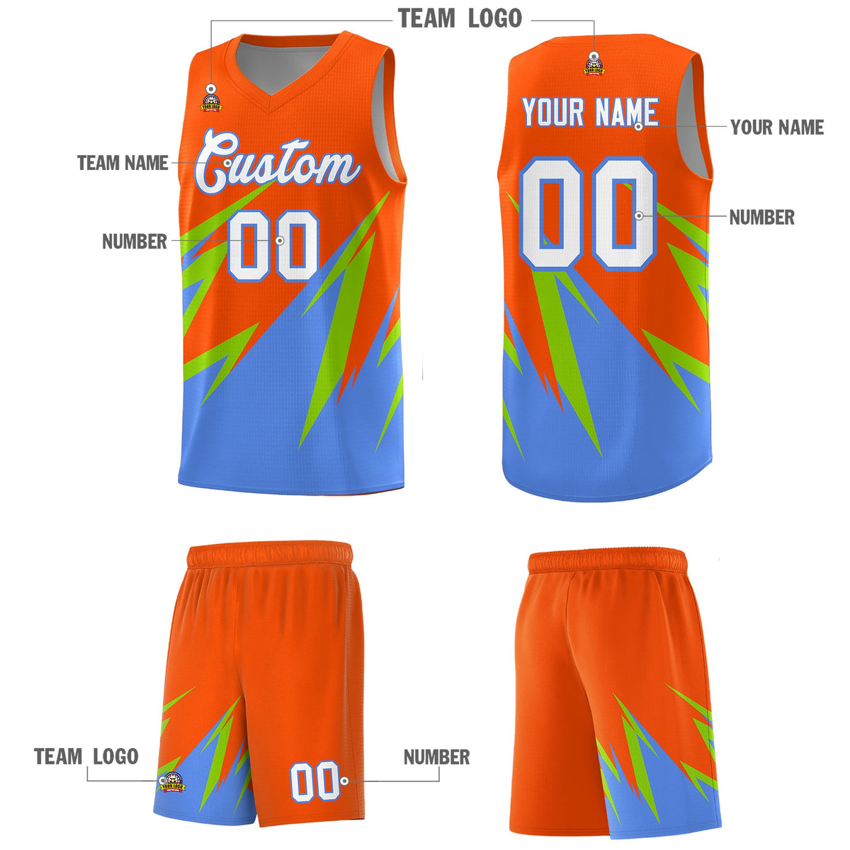 Custom Orange Abstract Mountain Pattern Sports Uniform Basketball Jersey Limited