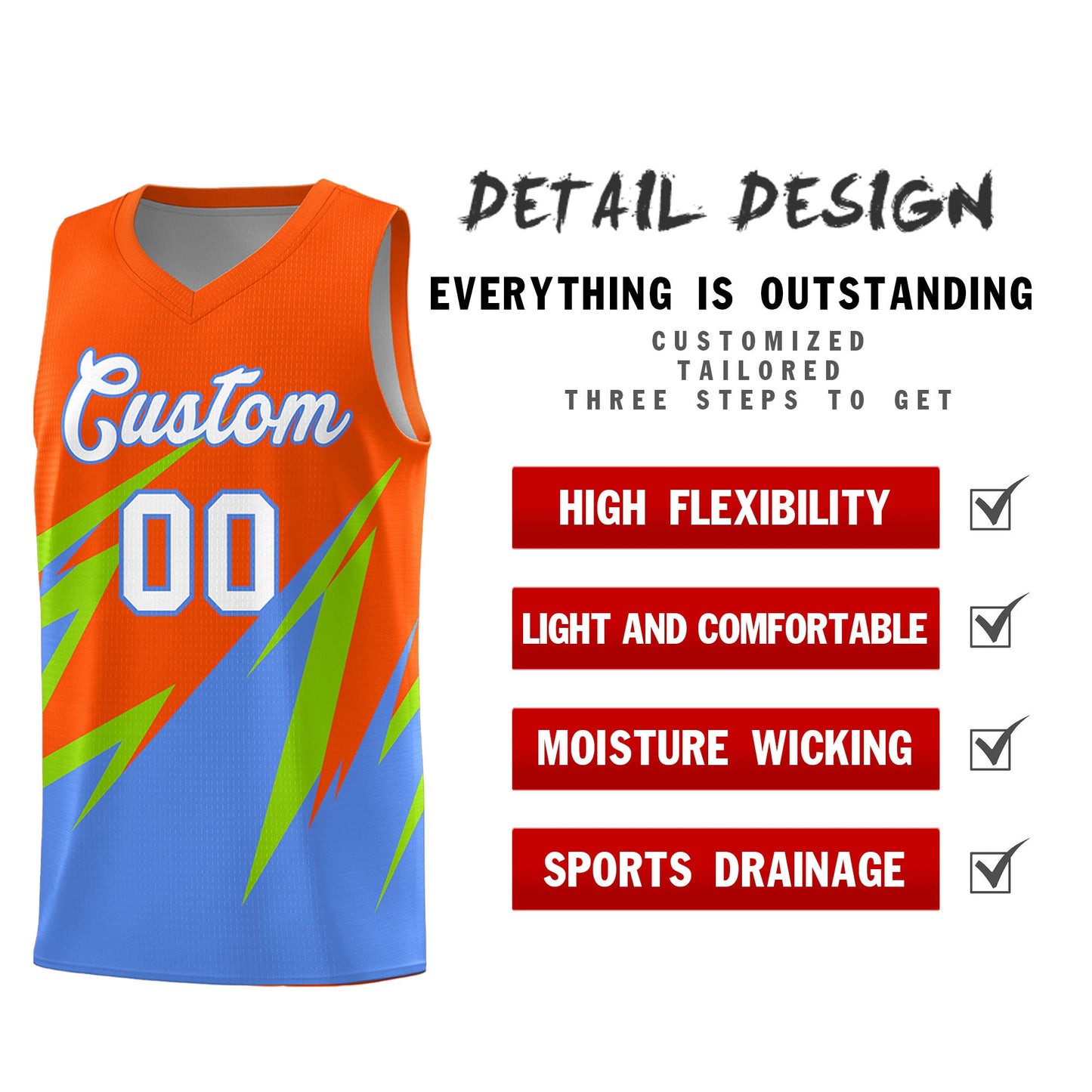 Custom Orange Abstract Mountain Pattern Sports Uniform Basketball Jersey Limited