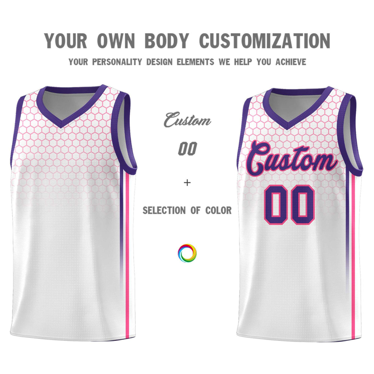 Custom White Personalized Honeycomb Pattern Sports Uniform Basketball Jersey Limited