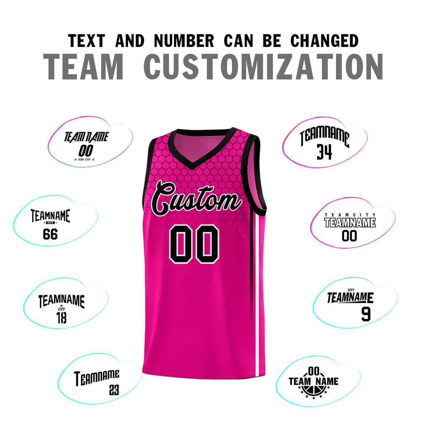 Custom Pink Personalized Honeycomb Pattern Sports Uniform Basketball Jersey Limited