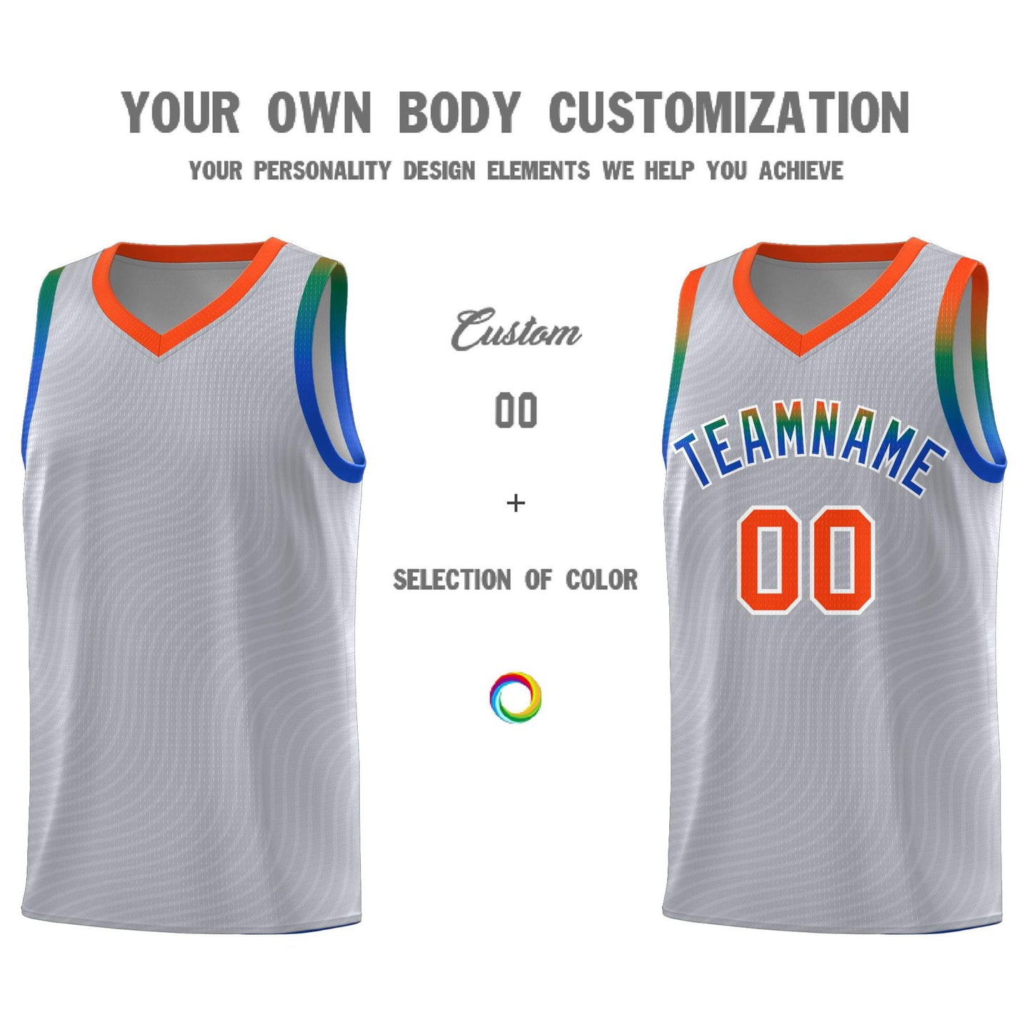Custom Gray Orange Wave Pattern Sports Uniform Basketball Jersey Limited