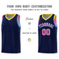 Custom Navy Gold Wave Pattern Sports Uniform Basketball Jersey Limited