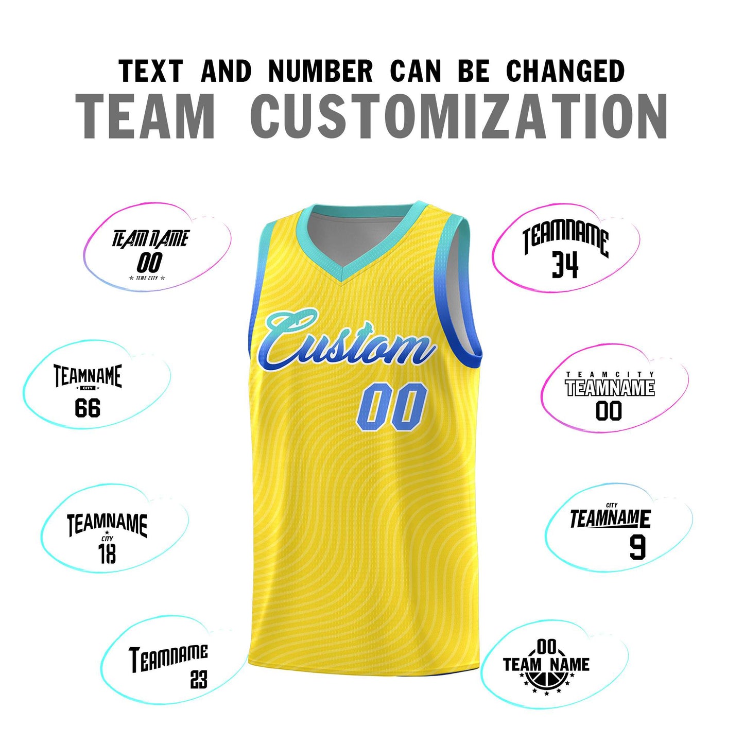 Custom Gold Bright Green Wave Pattern Sports Uniform Basketball Jersey Limited
