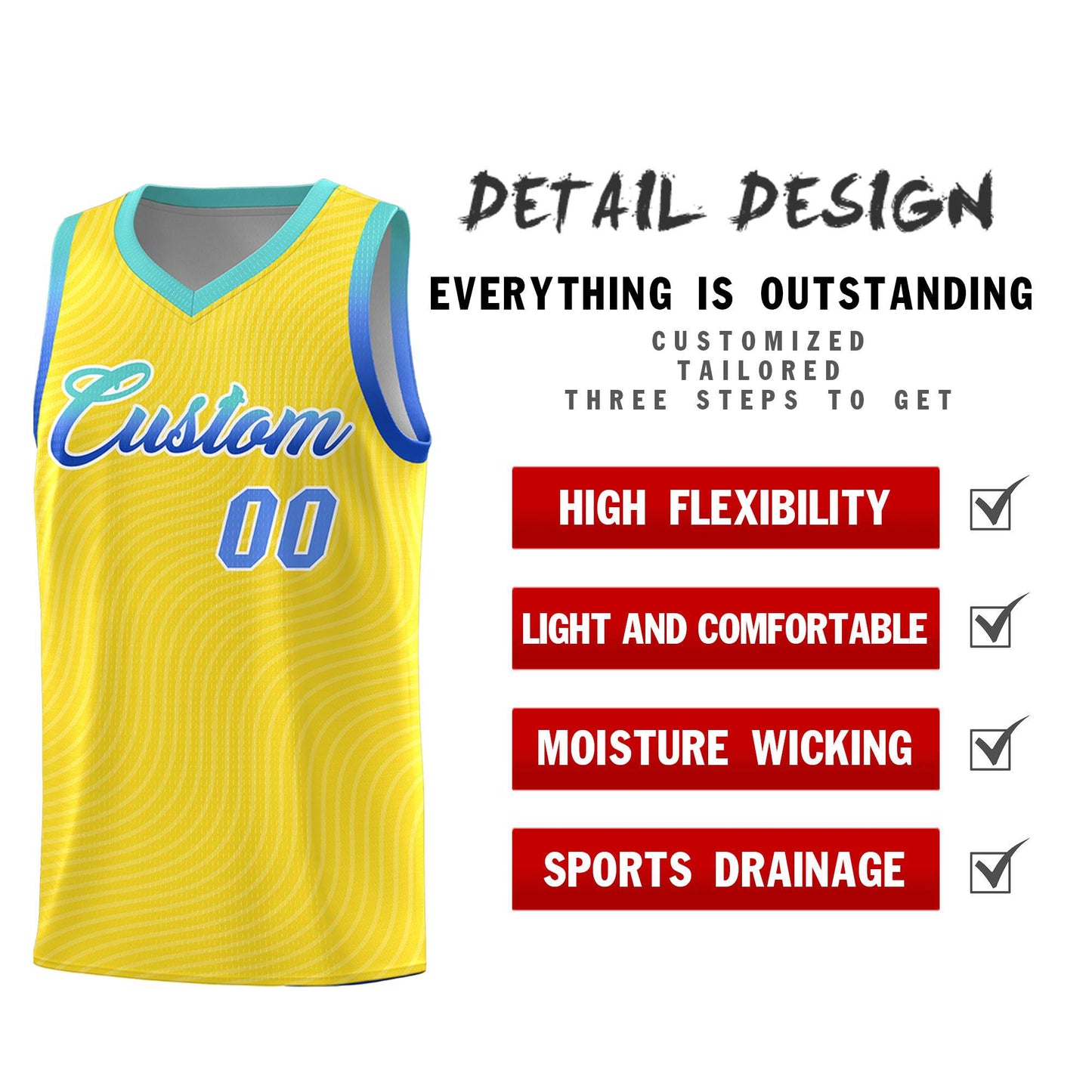 Custom Gold Bright Green Wave Pattern Sports Uniform Basketball Jersey Limited