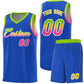 Custom Royal Blue Neon Green Wave Pattern Sports Uniform Basketball Jersey