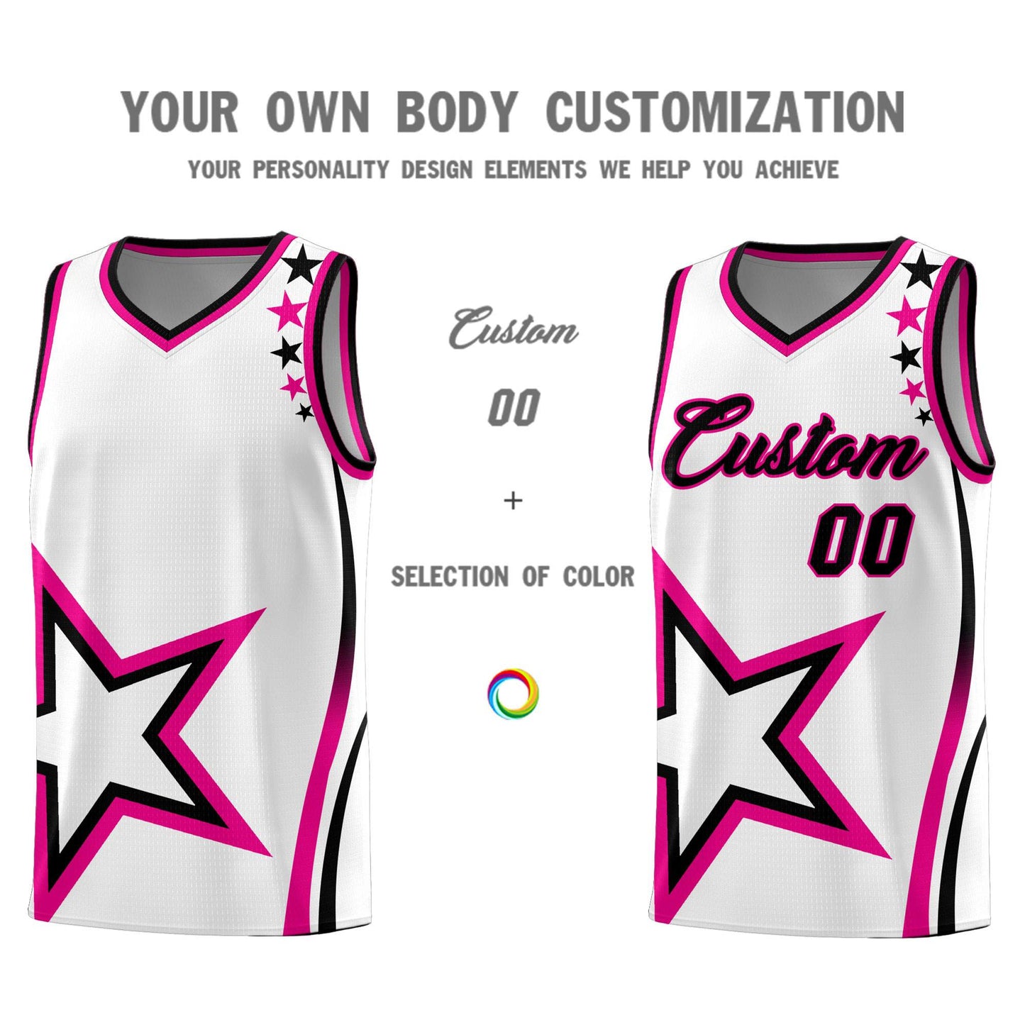 Custom White Shoulder Stars Graffiti Pattern Sets Basketball Jersey Limited