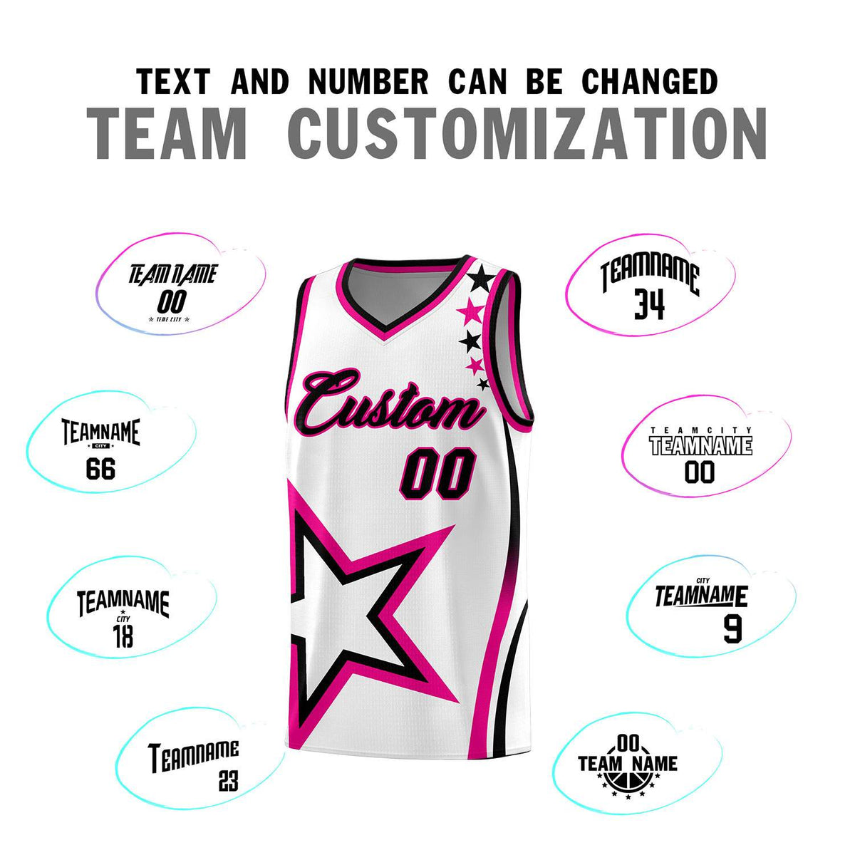 Custom White Shoulder Stars Graffiti Pattern Sets Basketball Jersey Limited
