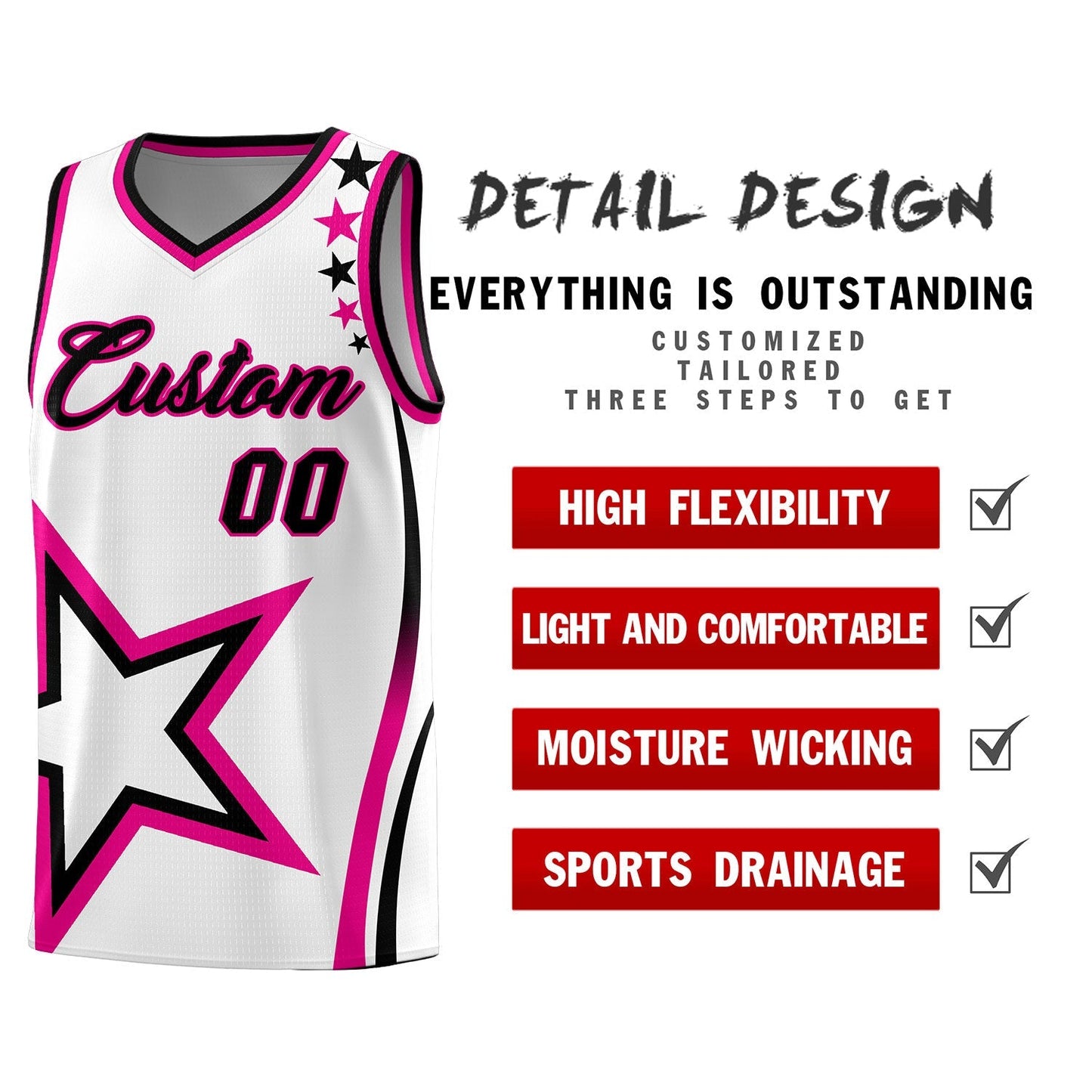 Custom White Shoulder Stars Graffiti Pattern Sets Basketball Jersey Limited