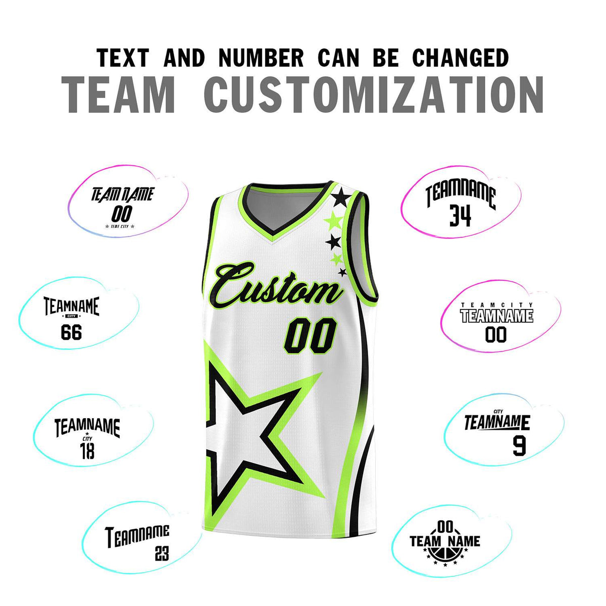 Custom White Shoulder Stars Graffiti Pattern Sets Basketball Jersey Limited