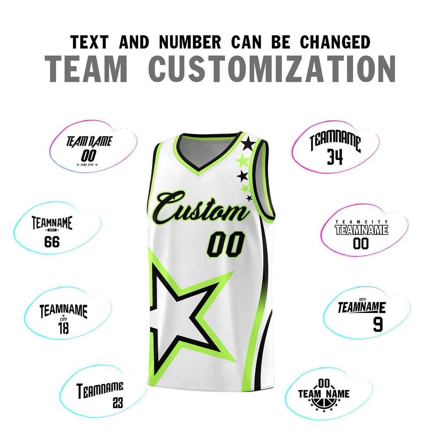 Custom White Shoulder Stars Graffiti Pattern Sets Basketball Jersey Limited