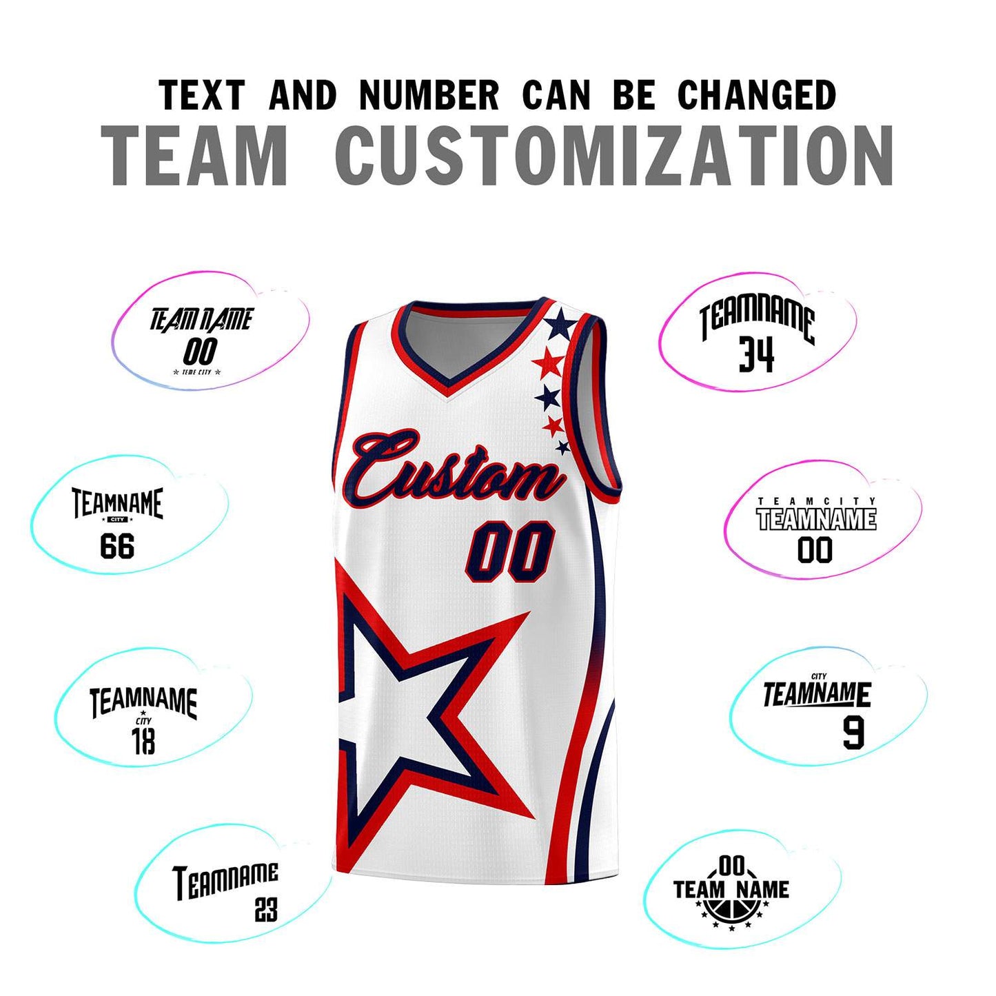 Custom White Shoulder Stars Graffiti Pattern Sets Basketball Jersey Limited