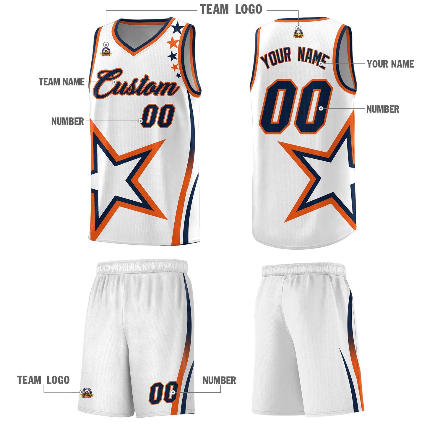 Custom White Shoulder Stars Graffiti Pattern Sets Basketball Jersey Limited