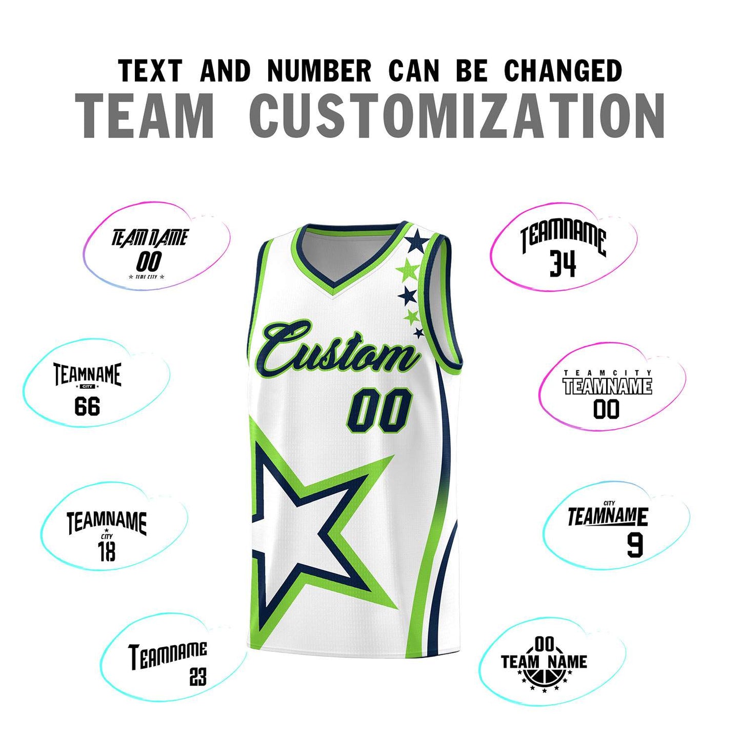 Custom White Shoulder Stars Graffiti Pattern Sets Basketball Jersey Limited