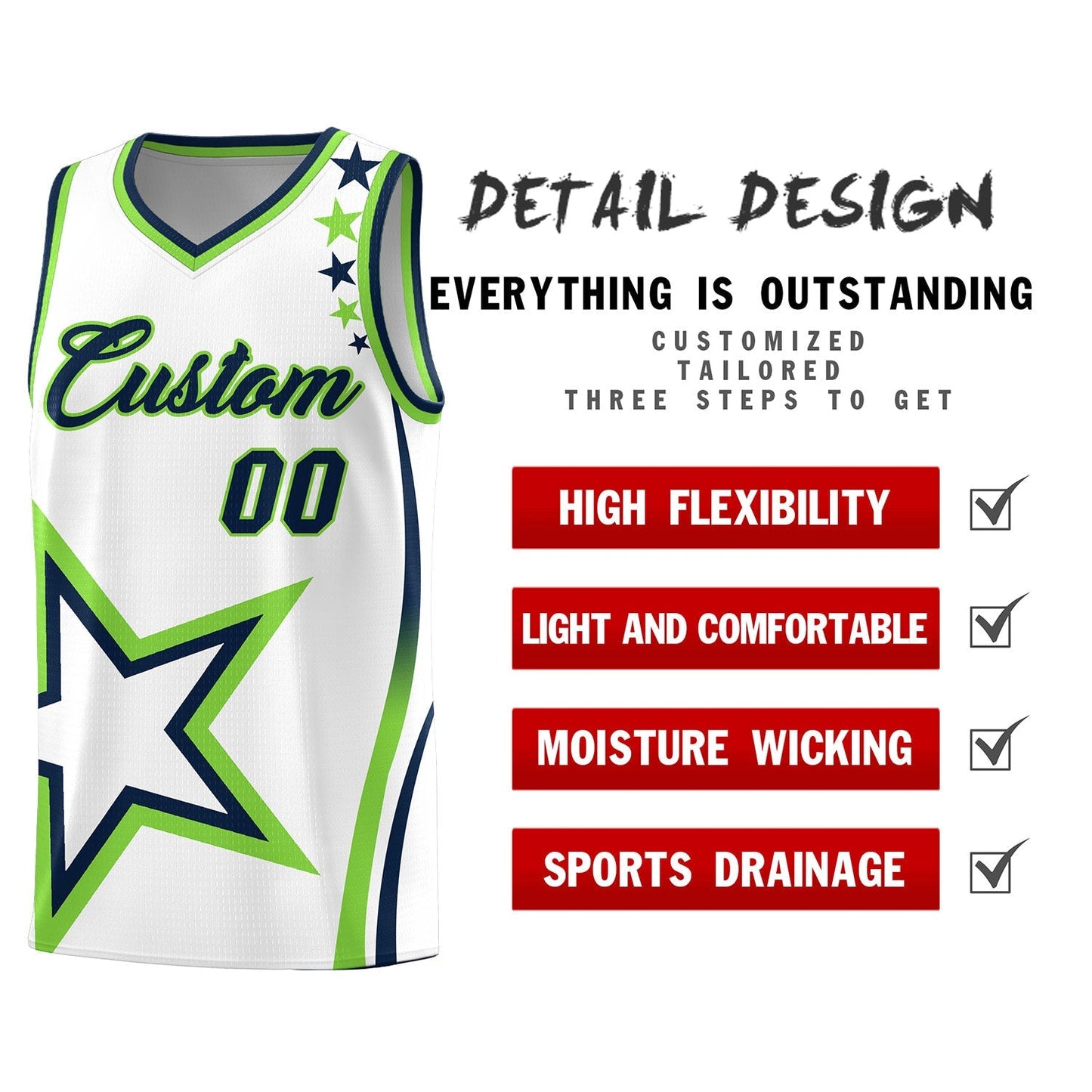 Custom White Shoulder Stars Graffiti Pattern Sets Basketball Jersey Limited