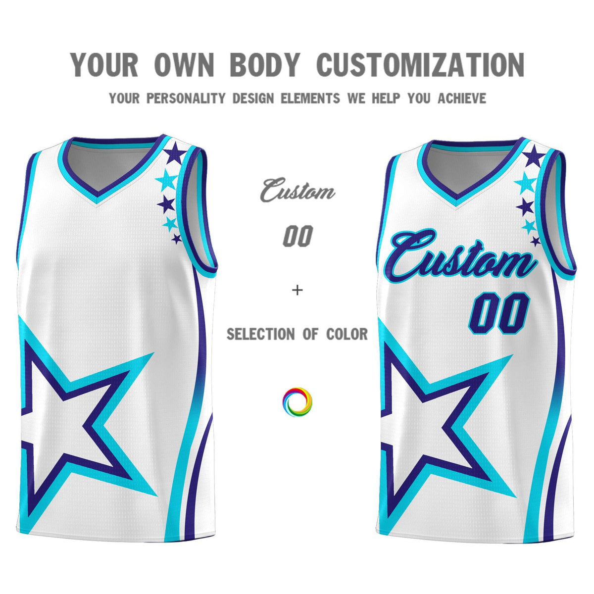 Custom White Shoulder Stars Graffiti Pattern Sets Basketball Jersey Limited