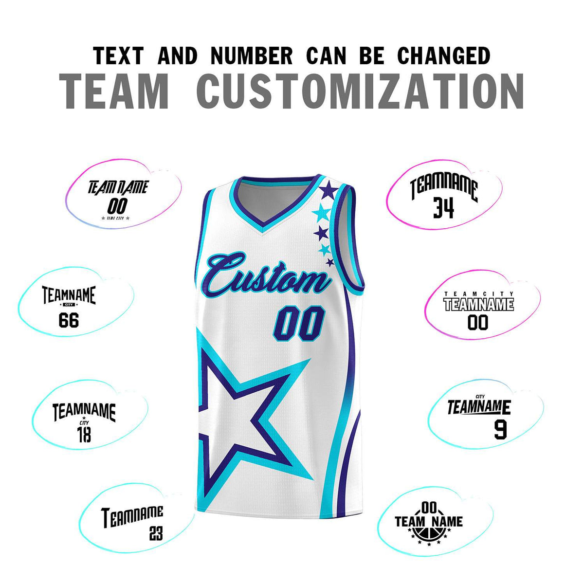 Custom White Shoulder Stars Graffiti Pattern Sets Basketball Jersey Limited
