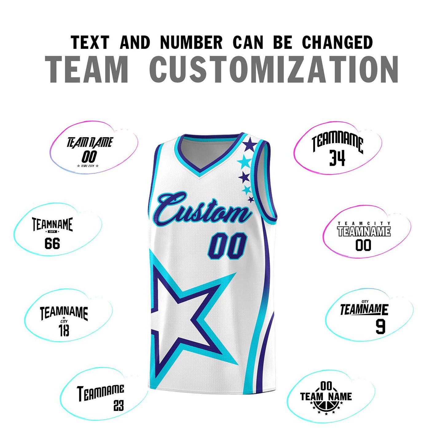 Custom White Shoulder Stars Graffiti Pattern Sets Basketball Jersey Limited