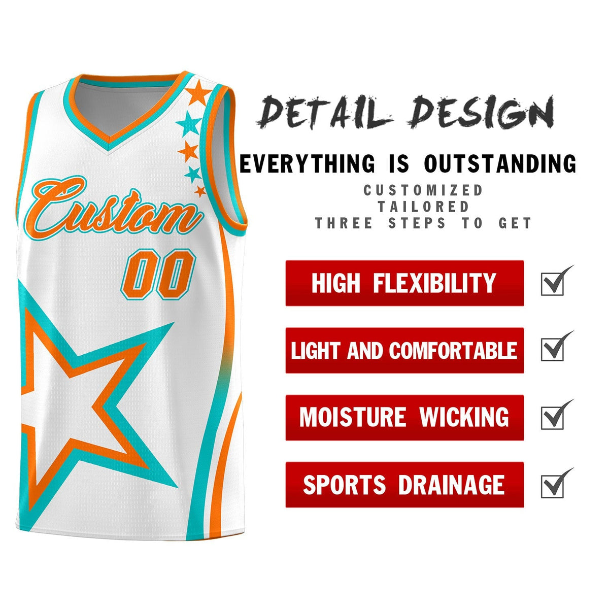 Custom White Shoulder Stars Graffiti Pattern Sets Basketball Jersey Limited