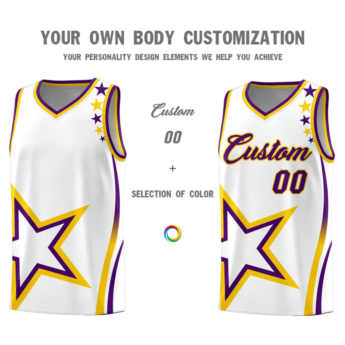 Custom White Shoulder Stars Graffiti Pattern Sets Basketball Jersey Limited
