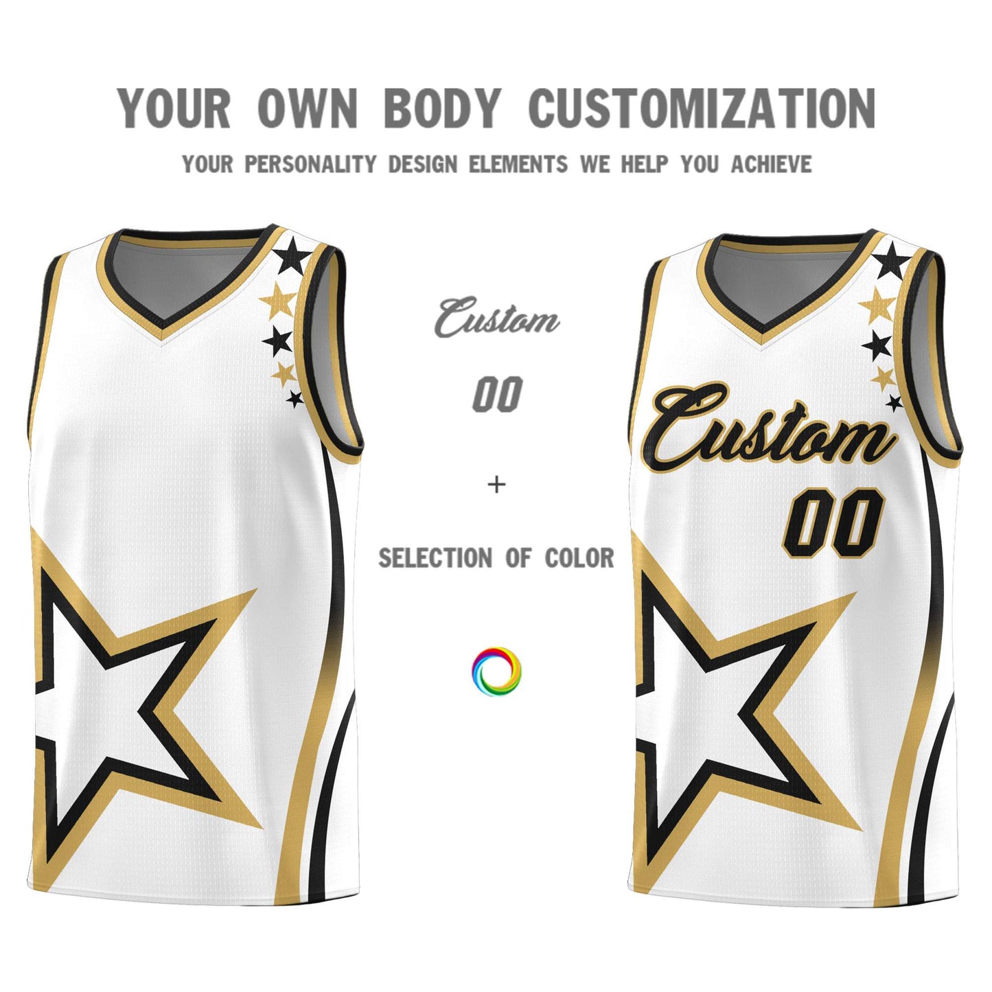 Custom White Shoulder Stars Graffiti Pattern Sets Basketball Jersey Limited