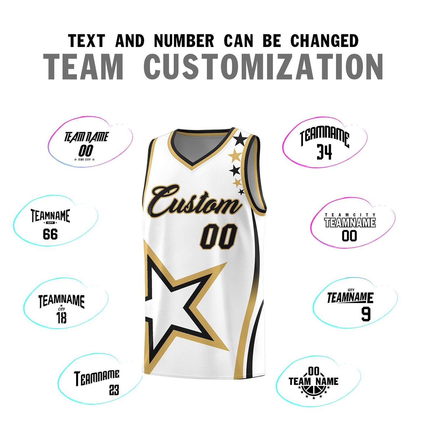 Custom White Shoulder Stars Graffiti Pattern Sets Basketball Jersey Limited
