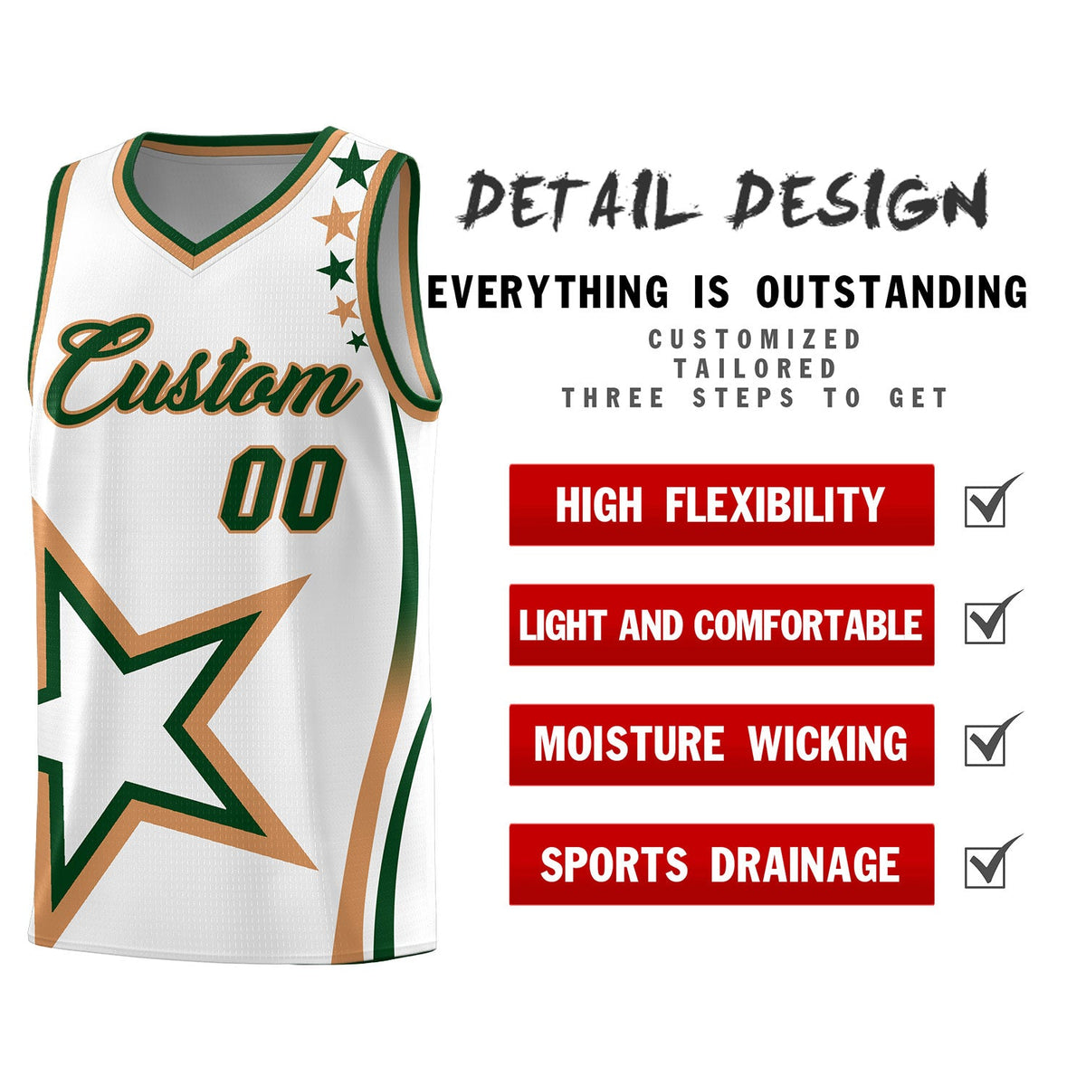 Custom White Shoulder Stars Graffiti Pattern Sets Basketball Jersey Limited