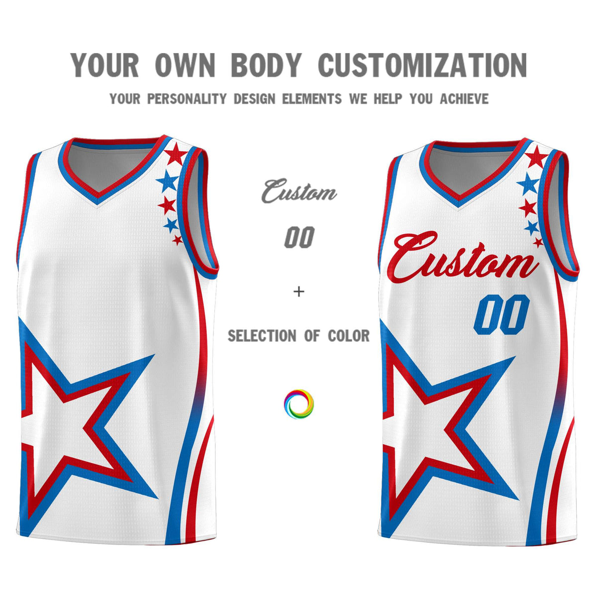 Custom White Shoulder Stars Graffiti Pattern Sets Basketball Jersey Limited