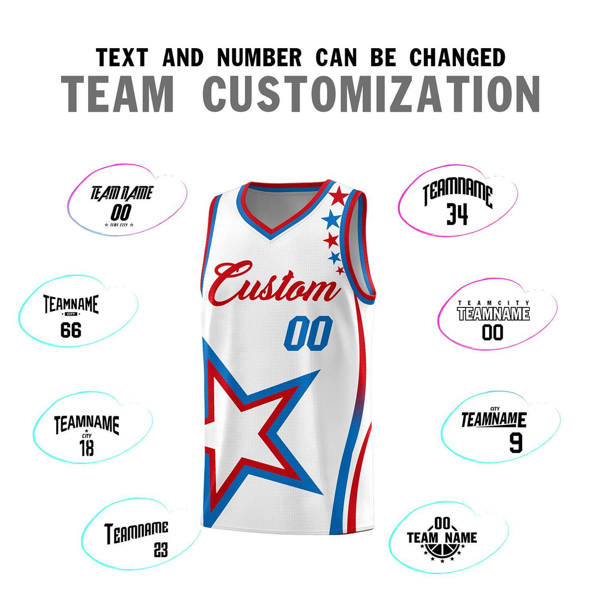 Custom White Shoulder Stars Graffiti Pattern Sets Basketball Jersey Limited
