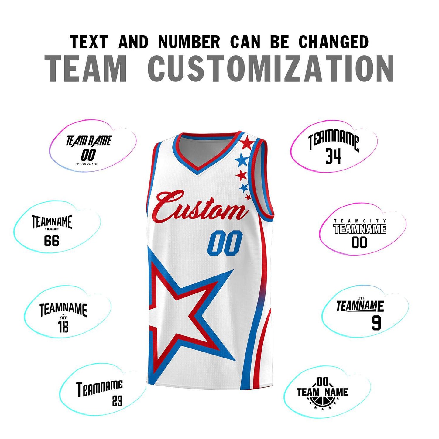Custom White Shoulder Stars Graffiti Pattern Sets Basketball Jersey Limited
