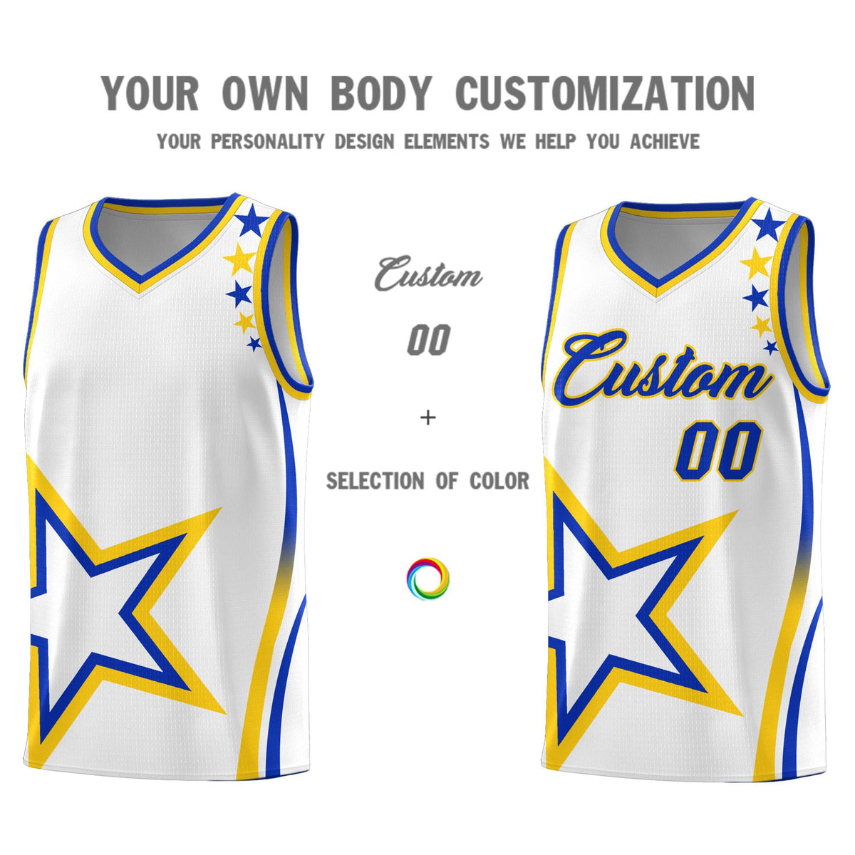 Custom White Shoulder Stars Graffiti Pattern Sets Basketball Jersey Limited