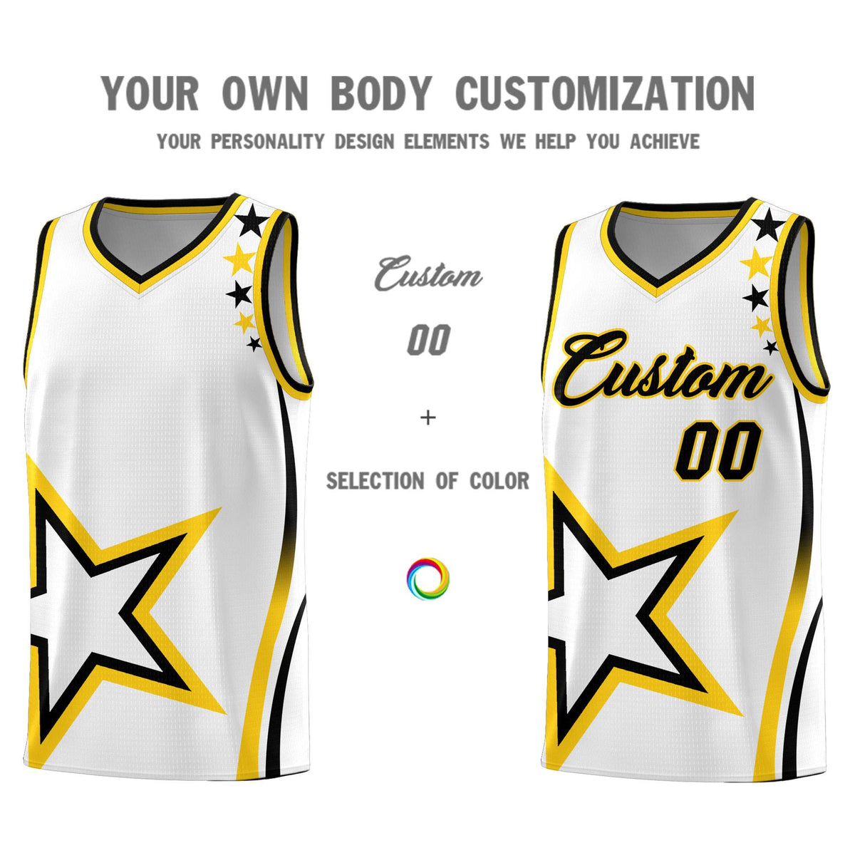 Custom White Shoulder Stars Graffiti Pattern Sets Basketball Jersey Limited