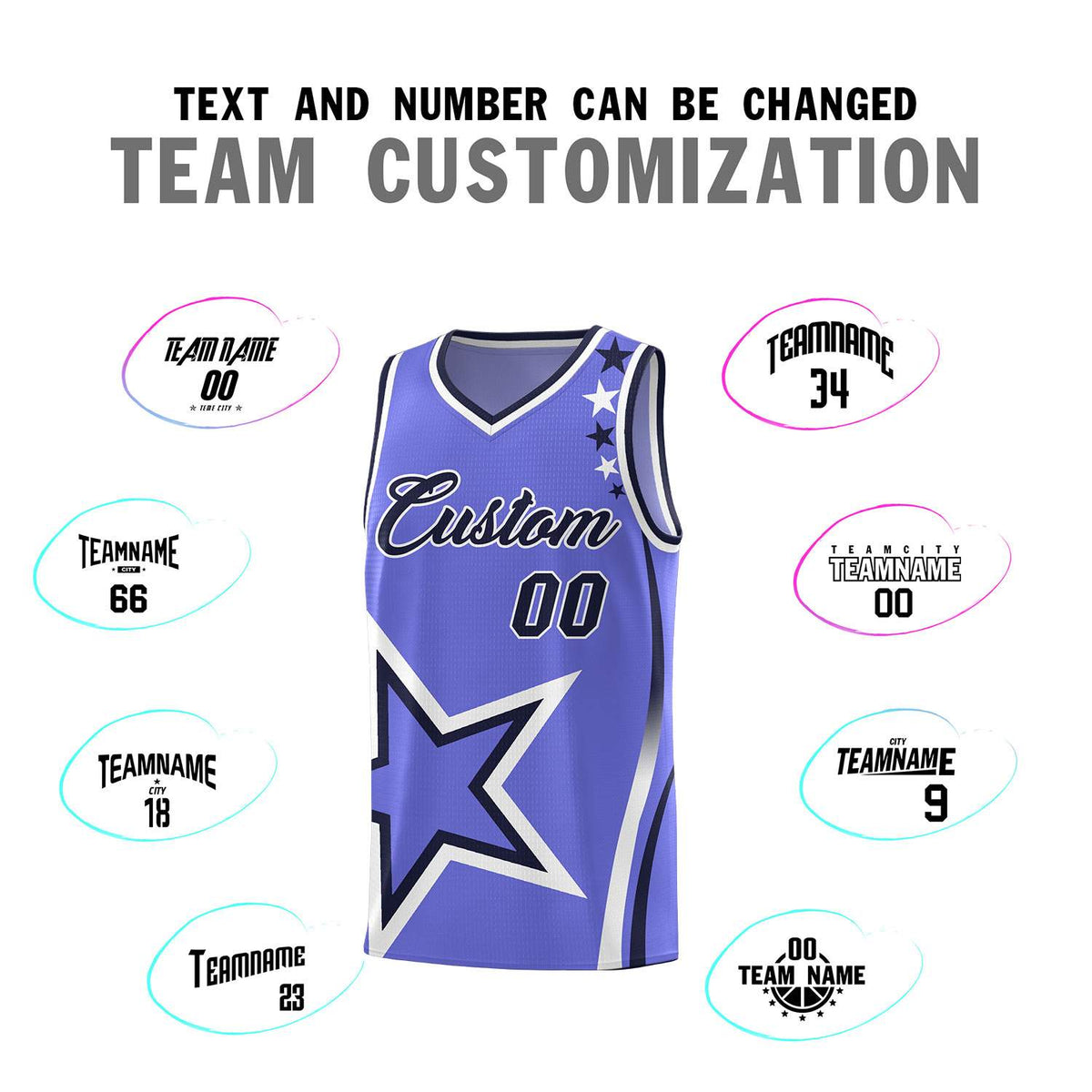 Custom Purple Shoulder Stars Graffiti Pattern Sets Basketball Jersey Limited