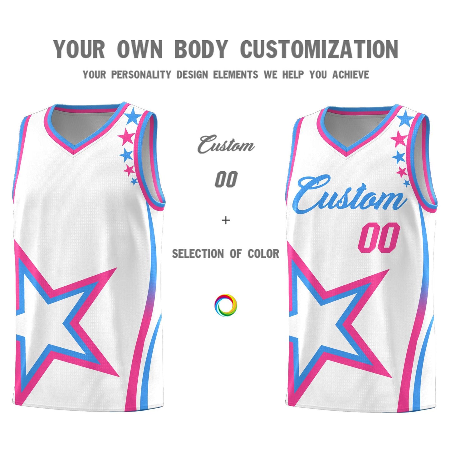 Custom White Shoulder Stars Graffiti Pattern Sets Basketball Jersey Limited