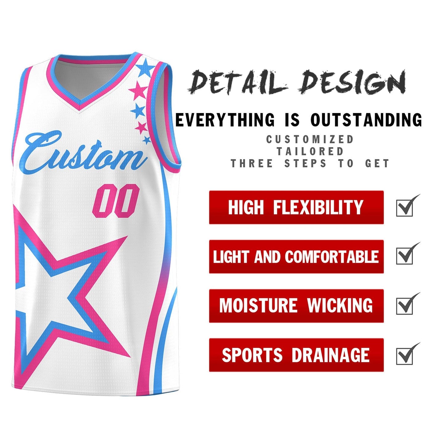 Custom White Shoulder Stars Graffiti Pattern Sets Basketball Jersey Limited