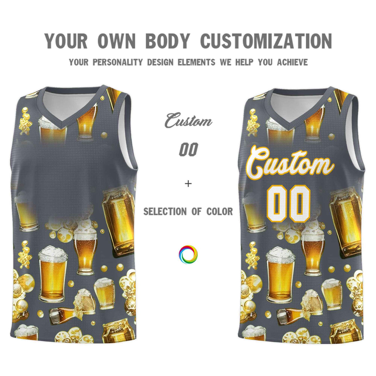 Custom Gray National Beer Day Personalized Beer Bubble Basketball Jersey Limited