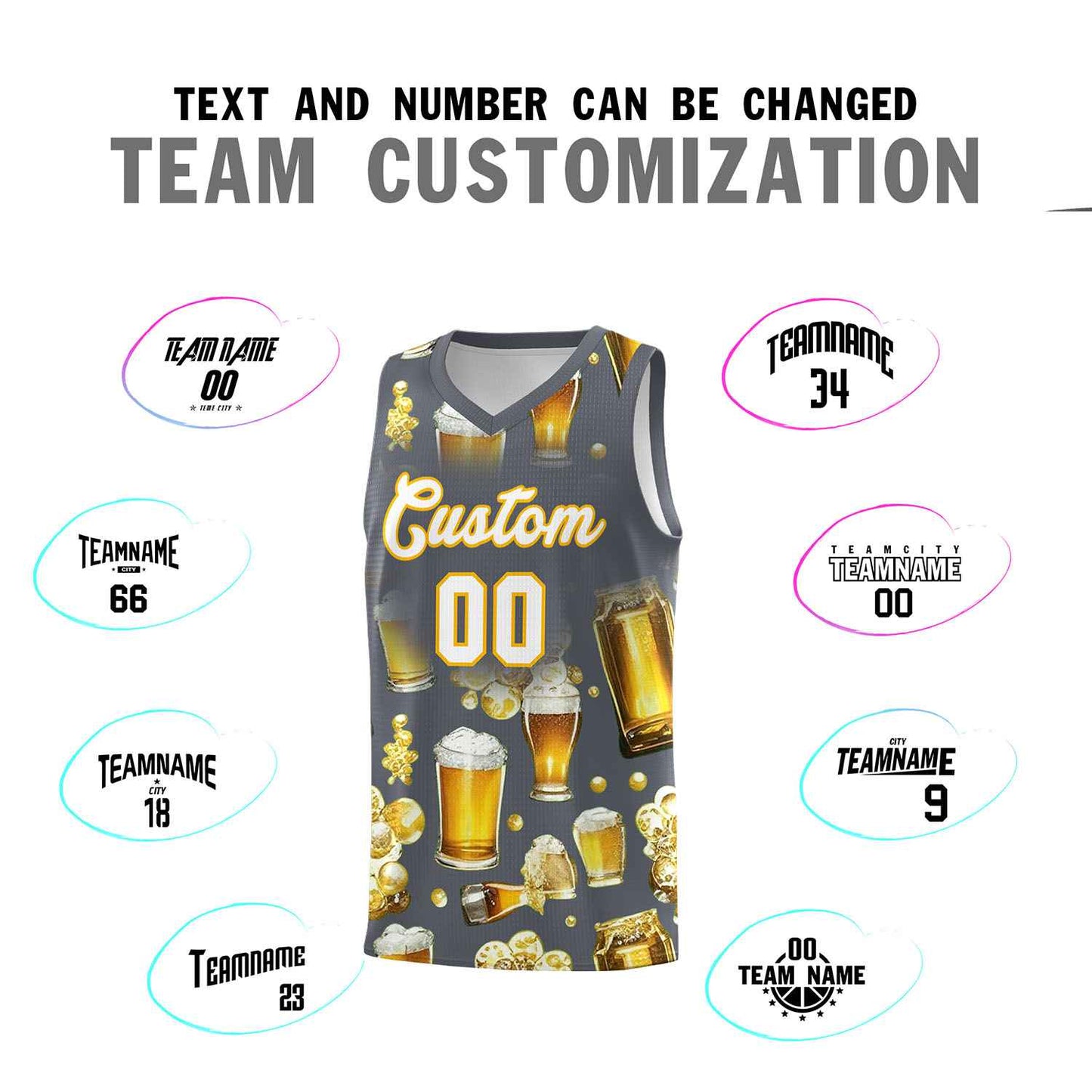 Custom Gray National Beer Day Personalized Beer Bubble Basketball Jersey Limited