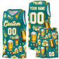 Custom Teal National Beer Day Personalized Beer Bubble Basketball Jersey