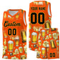 Custom Orange National Beer Day Personalized Beer Bubble Basketball Jersey