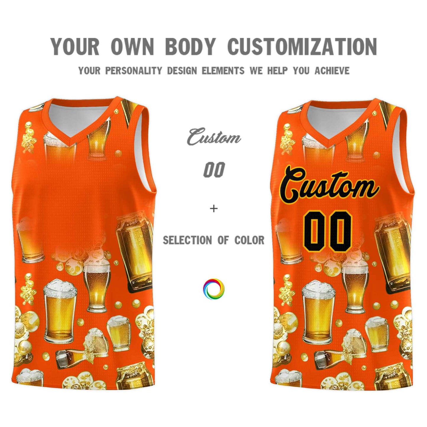 Custom Orange National Beer Day Personalized Beer Bubble Basketball Jersey Limited