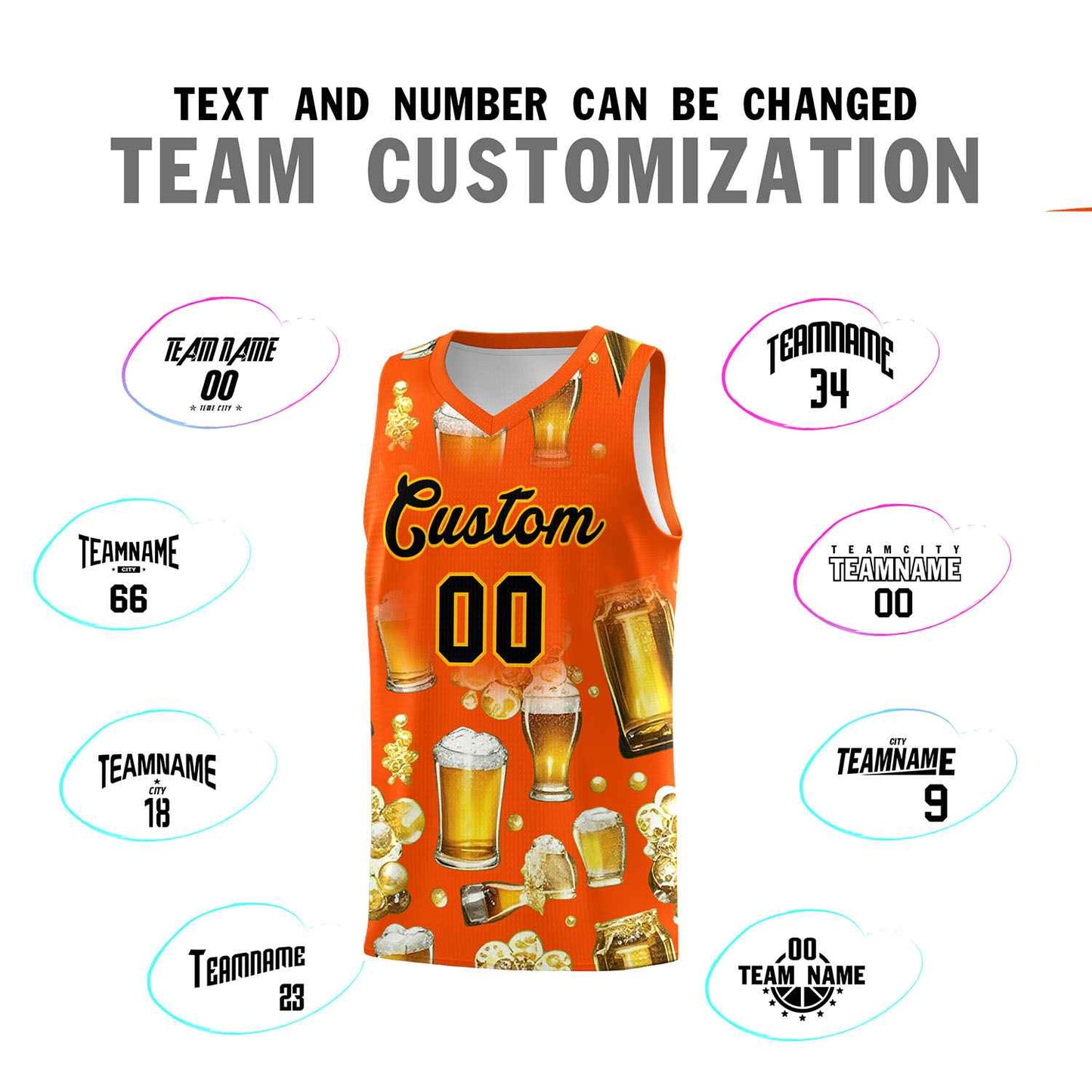 Custom Orange National Beer Day Personalized Beer Bubble Basketball Jersey Limited