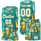 Custom Teal National Beer Day Personalized Beer Bubble Basketball Jersey